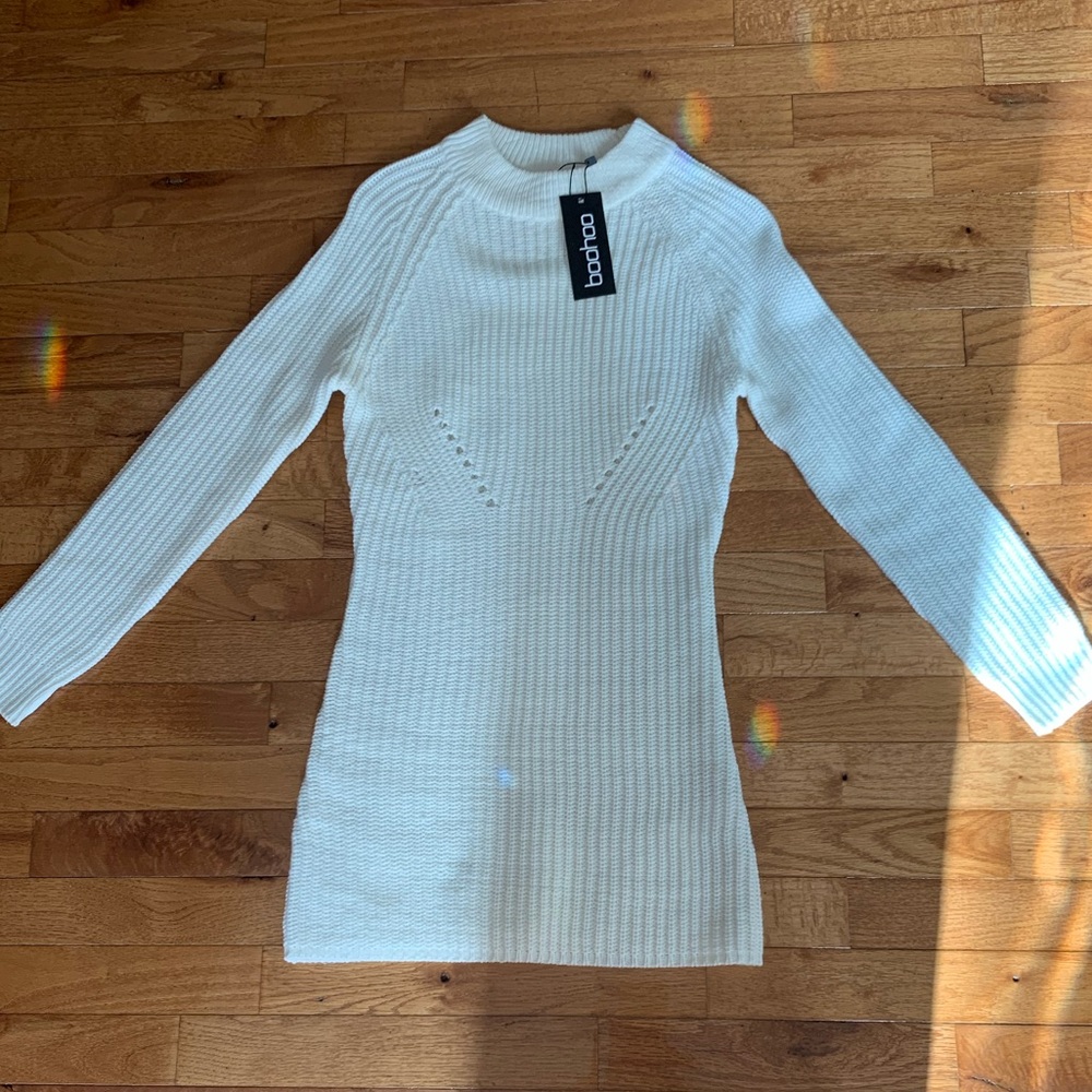 NWT Boohoo Cream Knit Dress
